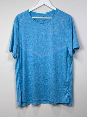 Nike Mens Running Shirt Large L Blue Heathered Short Sleeve Athletic Tee